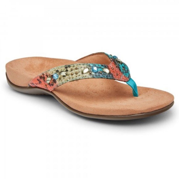 Vionic Shoes - Vionic | Women’s Lucia Toe Post Sandal Teal Snake